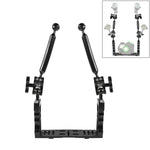 PULUZ Stabilizzatore per vassoio in alluminio a doppia impugnatura con 2 morsetti a doppia sfera in lega di alluminio e braccio galleggiante da 2 x 7 pollici per custodie per fotocamere subacquee, 2 x Dual Ball(Black), 2 x Dual Ball(Blue)              ...