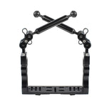 PULUZ Stabilizzatore per vassoio in alluminio a doppia impugnatura con 2 morsetti a doppia sfera in lega di alluminio e braccio galleggiante da 2 x 7 pollici per custodie per fotocamere subacquee, 2 x Dual Ball(Black), 2 x Dual Ball(Blue)              ...