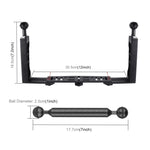 PULUZ Stabilizzatore per vassoio in alluminio a doppia impugnatura con 2 morsetti a doppia sfera in lega di alluminio e braccio galleggiante da 2 x 7 pollici per custodie per fotocamere subacquee, 2 x Dual Ball(Black), 2 x Dual Ball(Blue)              ...