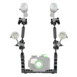 PULUZ Stabilizzatore per vassoio in alluminio a doppia impugnatura con 2 morsetti a doppia sfera in lega di alluminio e braccio galleggiante da 2 x 7 pollici per custodie per fotocamere subacquee, 2 x Dual Ball(Black), 2 x Dual Ball(Blue)              ...