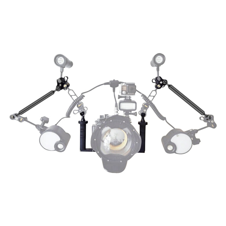 PULUZ Stabilizzatore per vassoio in alluminio a doppia impugnatura con 2 morsetti a doppia sfera in lega di alluminio e braccio galleggiante da 2 x 7 pollici per custodie per fotocamere subacquee, 2 x Dual Ball(Black), 2 x Dual Ball(Blue)              ...
