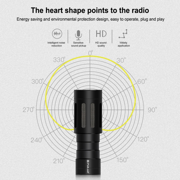 PULUZ Microfono professionale per interviste a condensatore video shotgun con cavo audio da 3,5 mm per videocamera DSLR e DV, Shotgun Microphone