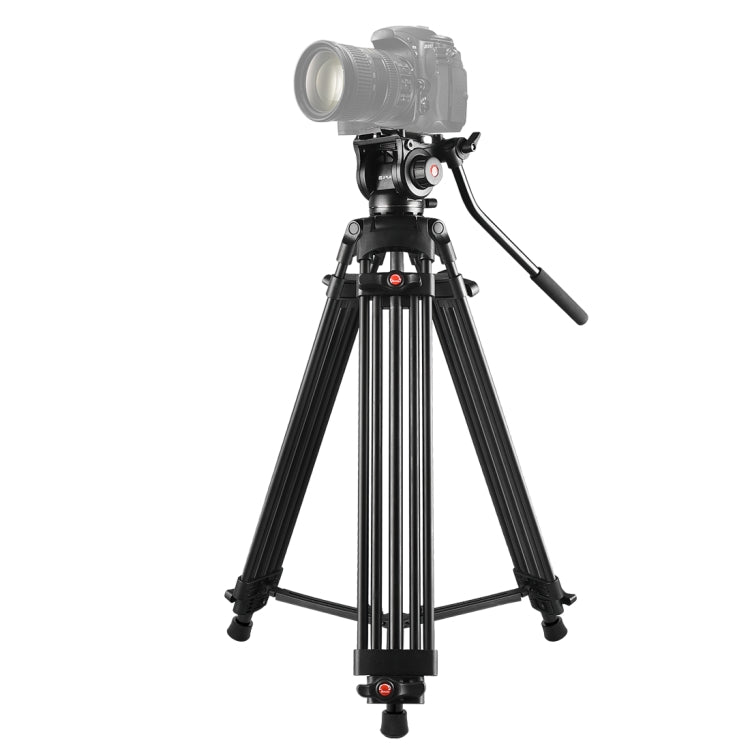 PULUZ Treppiede professionale per videocamera resistente in lega di alluminio con testa fluida per fotocamera DSLR/SLR, altezza regolabile: 80-160 cm, 80-160cm Tripod