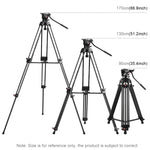 PULUZ Treppiede professionale per videocamera resistente in lega di alluminio con testa fluida per fotocamera DSLR/SLR, altezza regolabile: 80-160 cm, 80-160cm Tripod