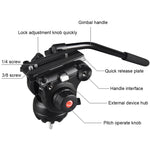 PULUZ Treppiede professionale per videocamera resistente in lega di alluminio con testa fluida per fotocamera DSLR/SLR, altezza regolabile: 80-160 cm, 80-160cm Tripod