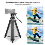 PULUZ Treppiede professionale per videocamera resistente in lega di alluminio con testa fluida per fotocamera DSLR/SLR, altezza regolabile: 80-160 cm, 80-160cm Tripod