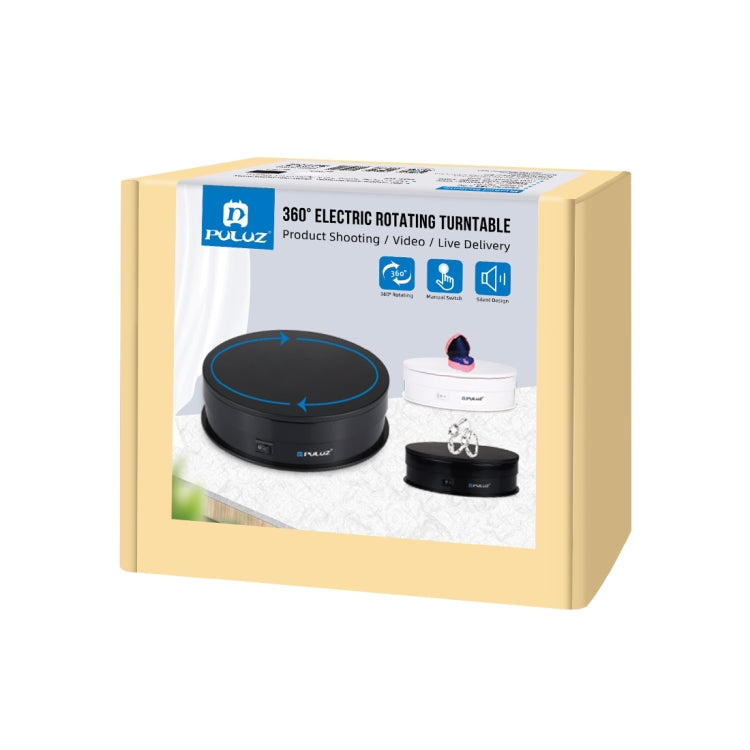 PULUZ 15 cm USB Giradischi Elettrico Espositore Puntelli per Riprese Video Giradischi per Fotografia, Carico 1-5 kg, 15cm Load 1-5kg Black, 15cm Load 1-5kg White