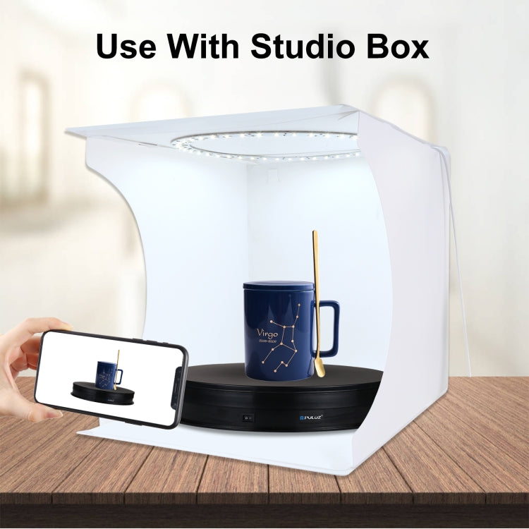 PULUZ 30 cm USB Giradischi Elettrico Espositore Puntelli per Riprese Video Giradischi per Fotografia, Carico 10-20 kg, 30cm Load Load 10-20kg  Black, 30cm Load Load 10-20kg White
