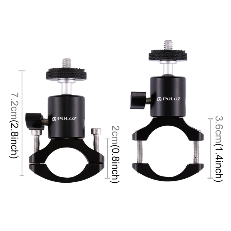 PULUZ Adattatore per testa a sfera per treppiede per manubrio in alluminio per bici per GoPro HERO10 Black / HERO9 Black / HERO8 Black /7 /6 /5 /5 Session /4 Session /4 /3+ /3 /2 /1, DJI Osmo Action, Xiaoyi e altriTelecamere d'azione, Ball Head Mount(AE)