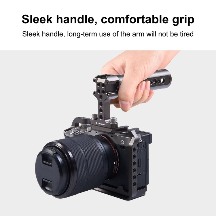 Maniglia superiore per stabilizzatore video portatile PULUZ con 3 supporti per scarpe fredde per gabbia della fotocamera, For Camera Cage Top Handle