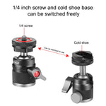 Supporto per treppiede con testa a sfera in lega di alluminio PULUZ con base per pattino freddo, Cold Shoe Ball Head