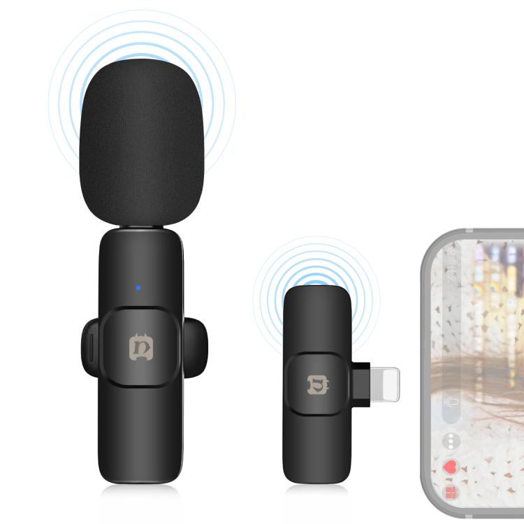 Microfono riverbero con riduzione del rumore lavalier wireless PULUZ per dispositivo a 8 pin, supporta la ricarica del telefono, 8 Pin Wireless Microphone