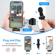 Microfono lavalier wireless con riduzione rumore per Apple 8 Pin