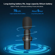 Microfono lavalier wireless con riduzione rumore per Apple 8 Pin