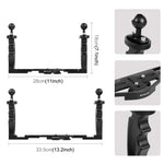 Stabilizzatore per vassoio in lega di alluminio a doppia impugnatura PULUZ per custodie per fotocamere subacquee, Light Aluminium Tray Stabilizer(Red), Light Aluminium Tray Stabilizer(Black)