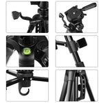 Supporto per treppiede live per selfie in alluminio PULUZ con testa tridimensionale e morsetto per telefono, Adjustable Height: 55-139cm