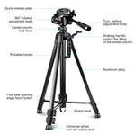 Supporto per treppiede live per selfie in alluminio PULUZ con testa tridimensionale e morsetto per telefono, Adjustable Height: 55-139cm