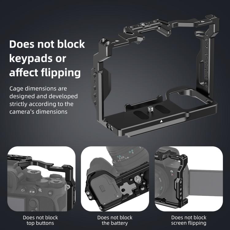 Impianto di stabilizzazione Bullseye Matte Black KG per Sony AF/YLC-7M4/H4/AH/AH/AH/HH-E, For Sony A7 IV Cage
