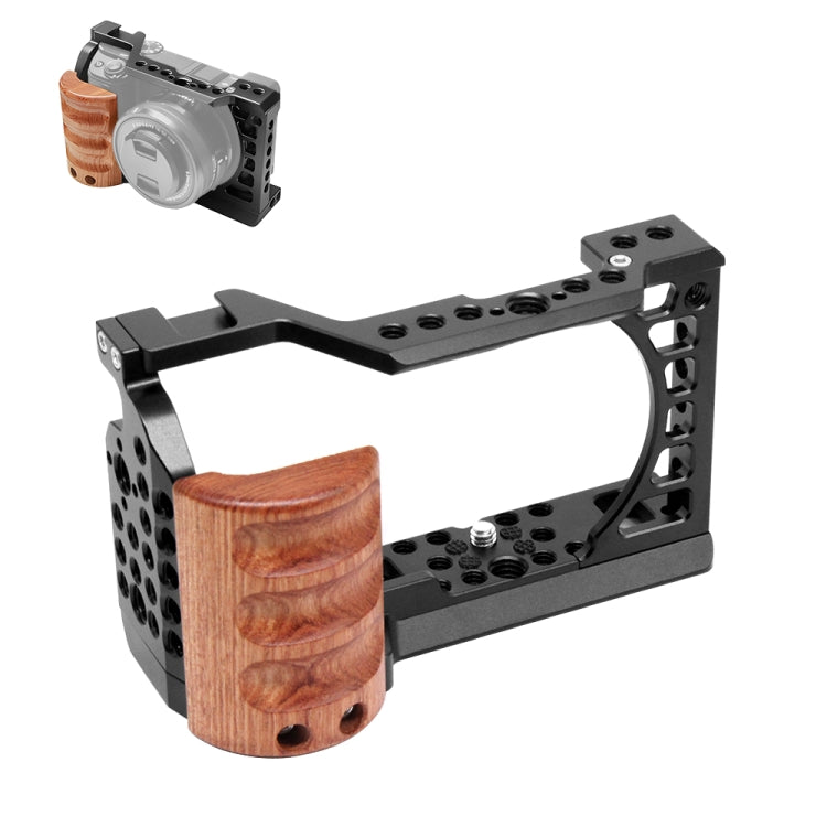 Per Sony A6400 / A6300 / A6100 / 6000 PULUZ Manico in legno Metallo Camera Cage Stabilizzatore Rig, For Sony A6400 / A6300
