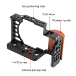 Per Sony A6400 / A6300 / A6100 / 6000 PULUZ Manico in legno Metallo Camera Cage Stabilizzatore Rig, For Sony A6400 / A6300