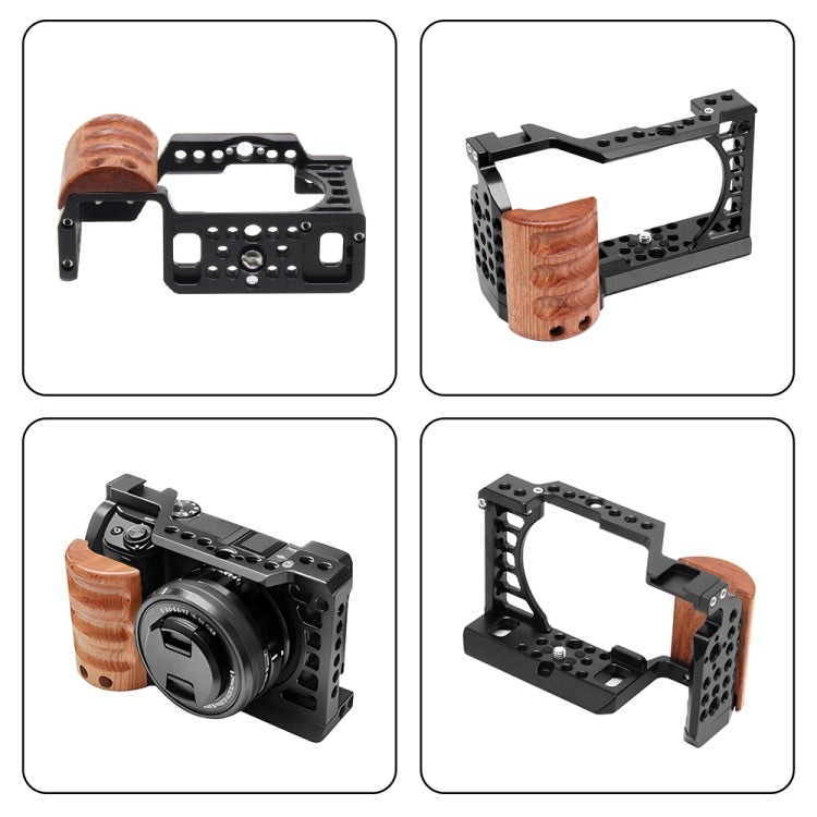 Per Sony A6400 / A6300 / A6100 / 6000 PULUZ Manico in legno Metallo Camera Cage Stabilizzatore Rig, For Sony A6400 / A6300