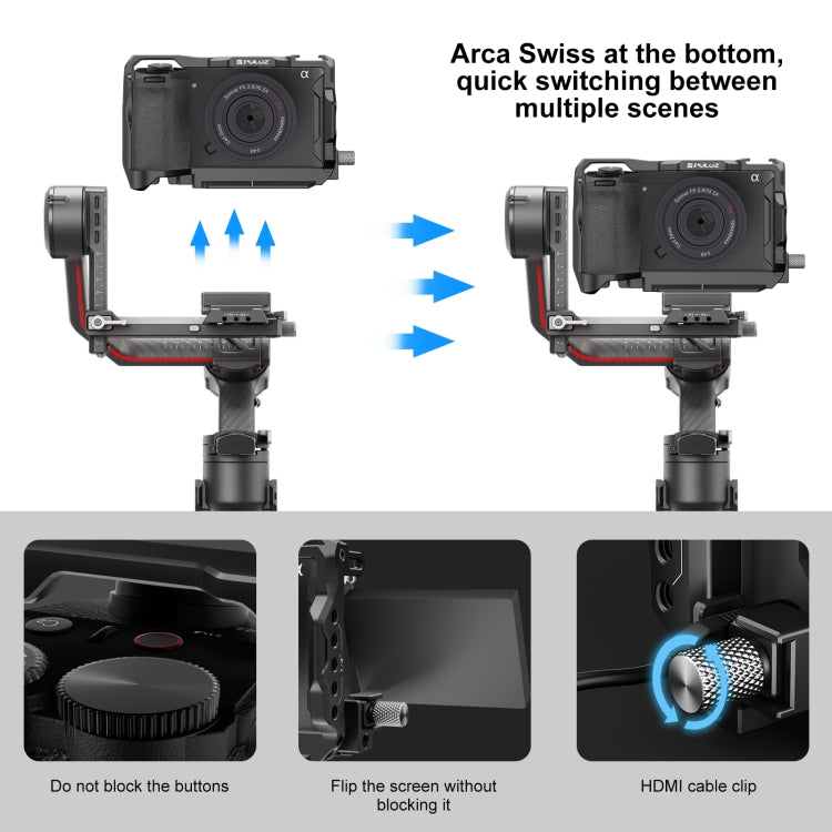 Per Sony A6700 PULUZ Metal Camera Cage Stabilizzatore Rig, For Sony A6700