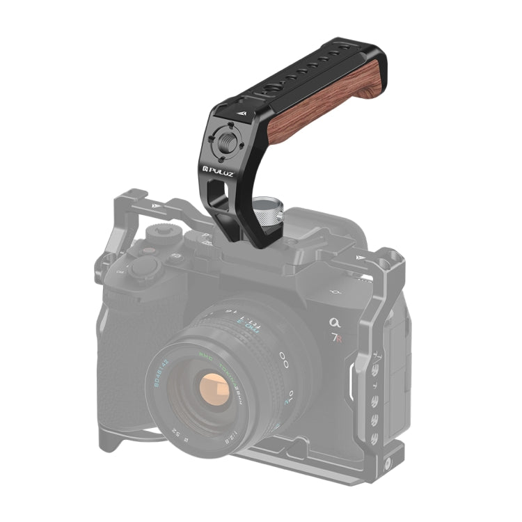 PULUZ Arri Maniglia superiore in legno di metallo e legno con supporto per slitta fredda per stabilizzatore per gabbia per fotocamera Mirrorless, Metal Wooden Top Handle