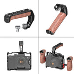 PULUZ Arri Maniglia superiore in legno di metallo e legno con supporto per slitta fredda per stabilizzatore per gabbia per fotocamera Mirrorless, Metal Wooden Top Handle