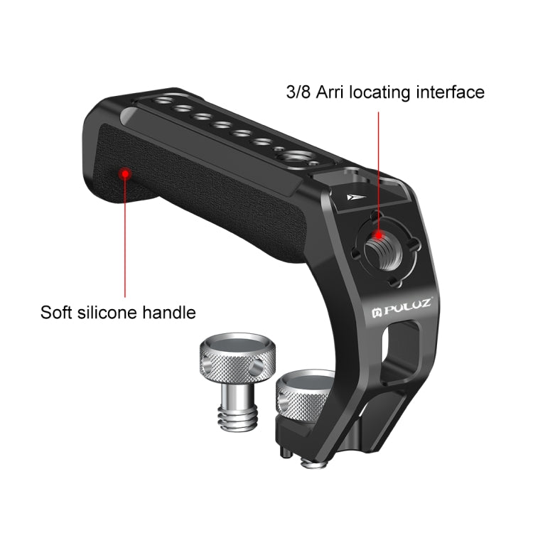 PULUZ Arri Maniglia superiore in silicone metallico con supporto per slitta fredda per stabilizzatore per gabbia per fotocamera Mirrorless, Metal Silicone Top Handle