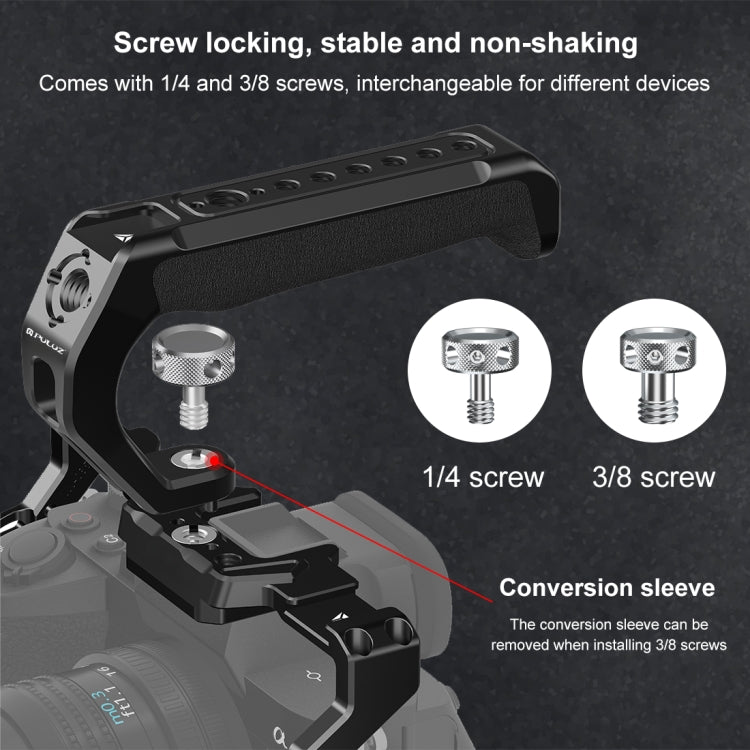 PULUZ Arri Maniglia superiore in silicone metallico con supporto per slitta fredda per stabilizzatore per gabbia per fotocamera Mirrorless, Metal Silicone Top Handle