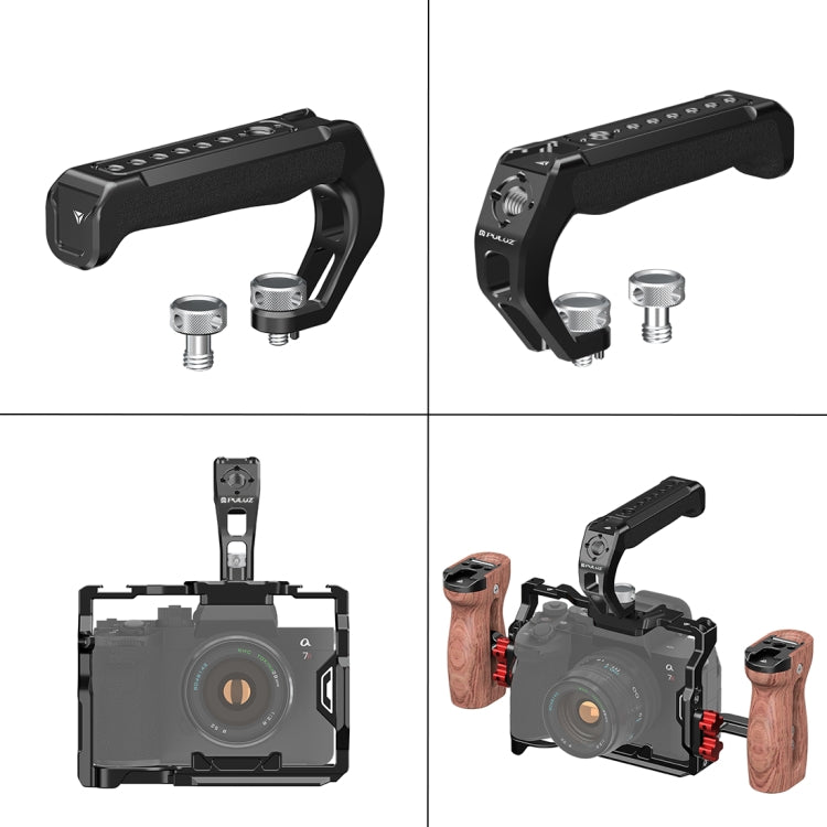 PULUZ Arri Maniglia superiore in silicone metallico con supporto per slitta fredda per stabilizzatore per gabbia per fotocamera Mirrorless, Metal Silicone Top Handle