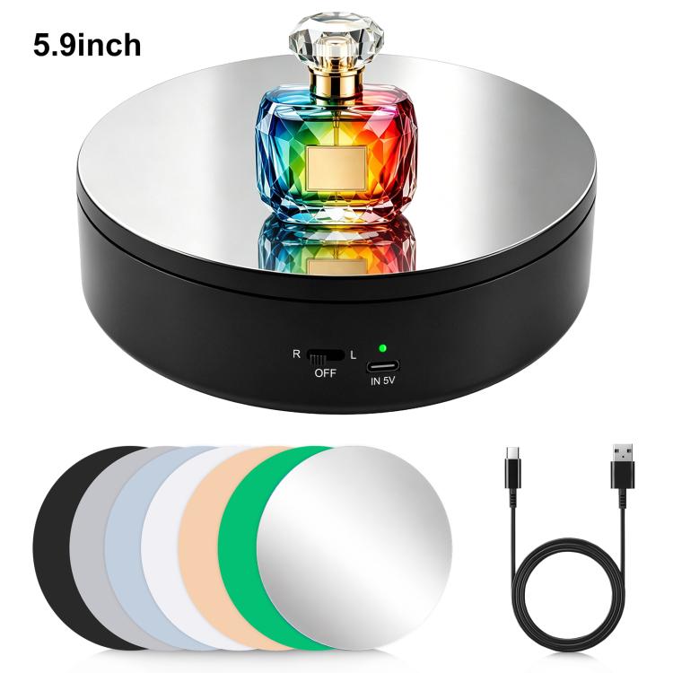 Piattaforma girevole elettrica PULUZ da 15 cm, rotazione a 360 gradi in senso orario/antiorario per accessori fotografici, portata 1-5 kg., 15cm