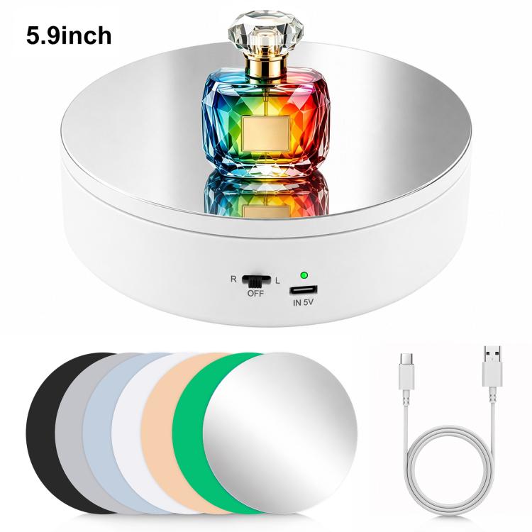 Piattaforma girevole elettrica PULUZ da 15 cm, rotazione a 360 gradi in senso orario/antiorario per accessori fotografici, portata 1-5 kg., 15cm