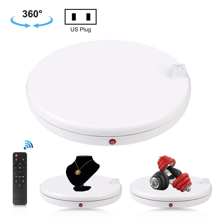 PULUZ Espositore per giradischi rotante con regolazione della velocità da 45 cm, con presa di corrente, bianco, carico 100 kg, 45cm Load 100kg White US Plug with Power Socket, 45cm Load 100kg White UK Plug with Power Socket                             ...