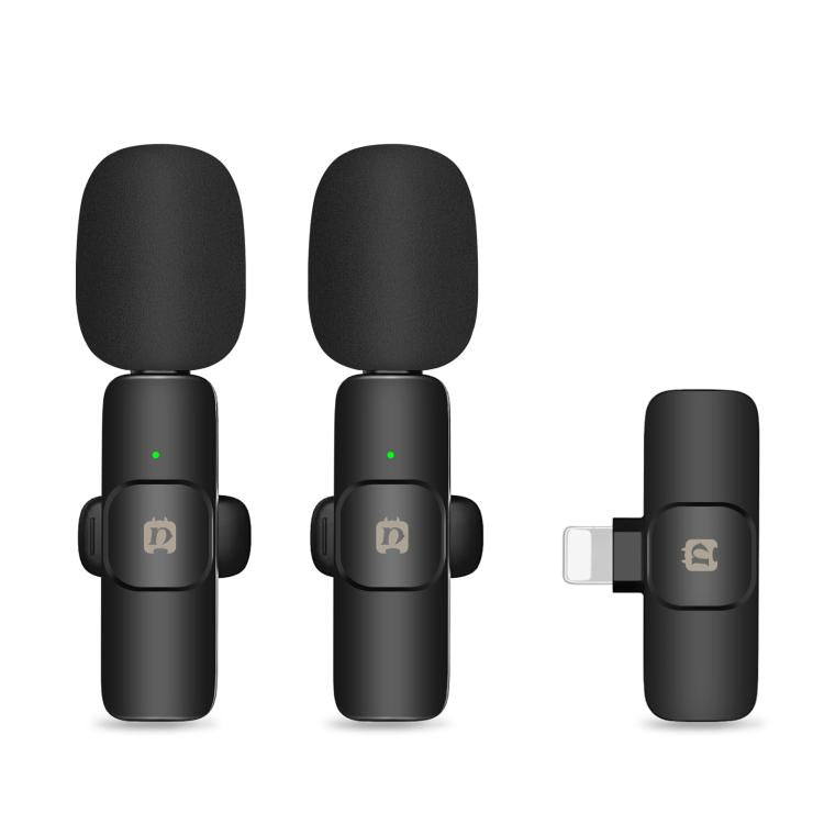 Microfoni riverbero lavalier wireless con riduzione del rumore PULUZ per iPhone / iPad, doppio microfono con ricevitore a 8 pin, 8-Pin Receiver and Dual Microphones