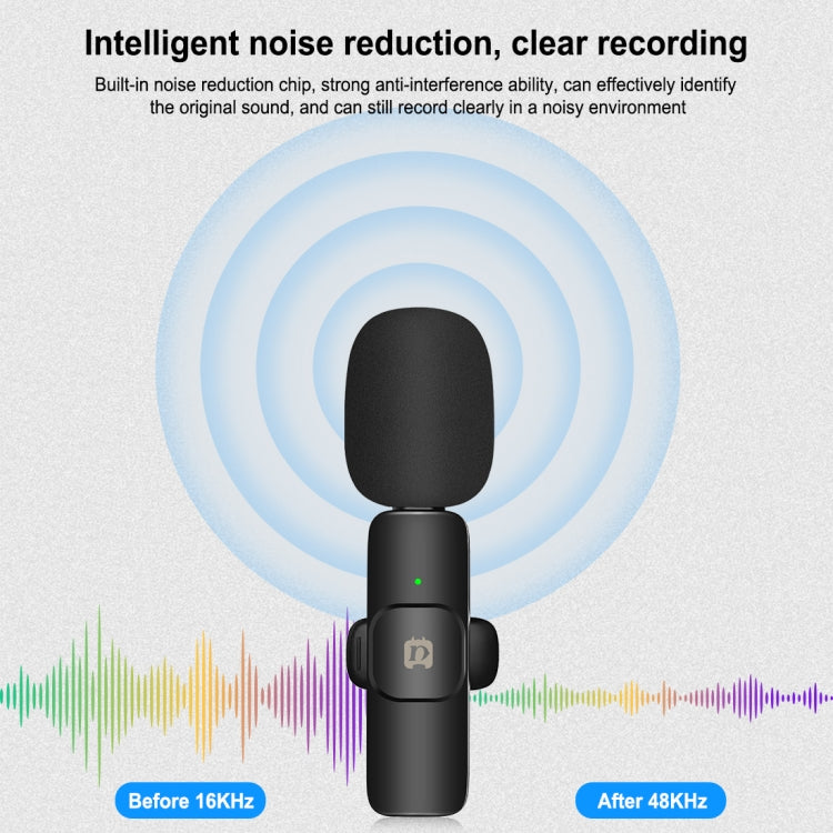 PULUZ Wireless Noise Reduction Lavalier Microphones Reverb for iPhone/iPad, Dual Microphone with 8-Pin Receiver, 8-Pin Receiver and Dual Microphones