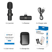 Microfono lavalier wireless con doppio microfono per iPhone e iPa