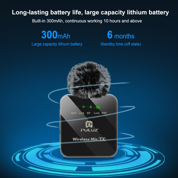 Microfono lavalier wireless PULUZ 1 TX + 1 RX 2.4G
