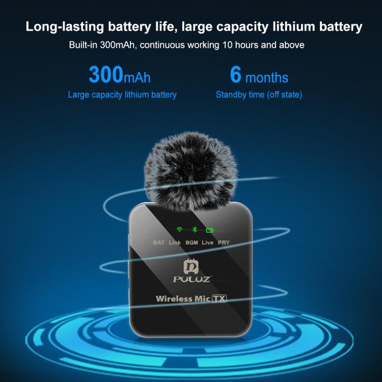 Microfono lavalier wireless PULUZ 2 TX + 1 RX