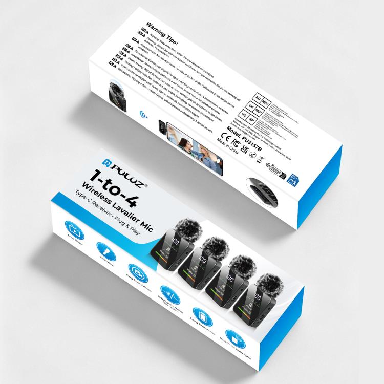 Microfono lavalier wireless PULUZ 4 trasmettitori + 1 ricevitore