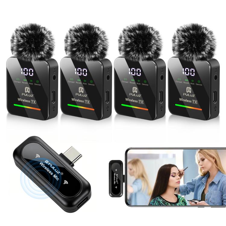 Microfono lavalier wireless PULUZ 4 TX + 1 RX Type-C