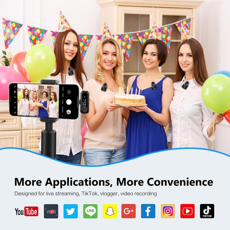 Microfono lavalier wireless PULUZ 4 trasmettitori + 1 ricevitore