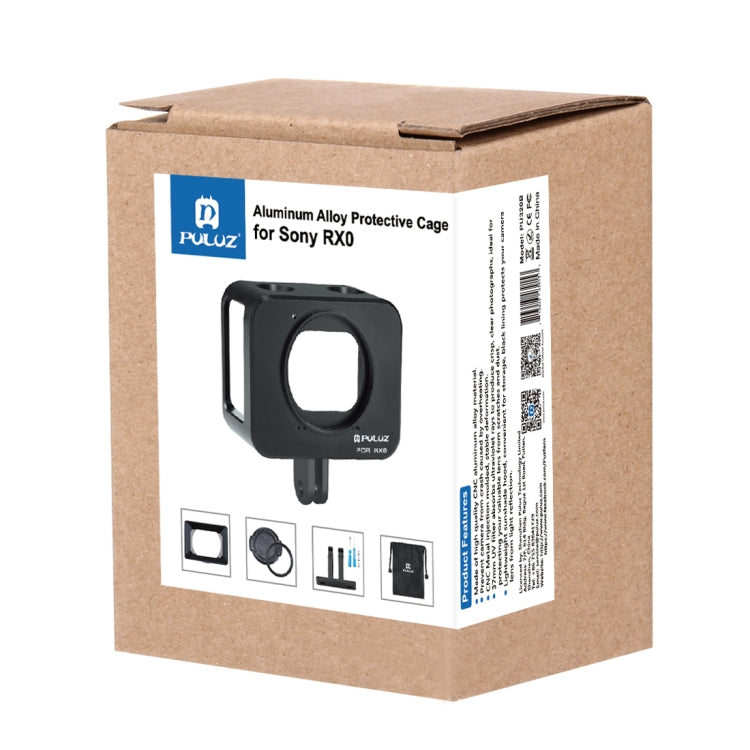 PULUZ per Sony RX0 Gabbia protettiva in lega di alluminio + lente con filtro UV da 37 mm + parasole con viti e cacciaviti, Cage Black, Cage Gold, Cage Blue, Cage Red, Cage Silver, Cage Black(US)
