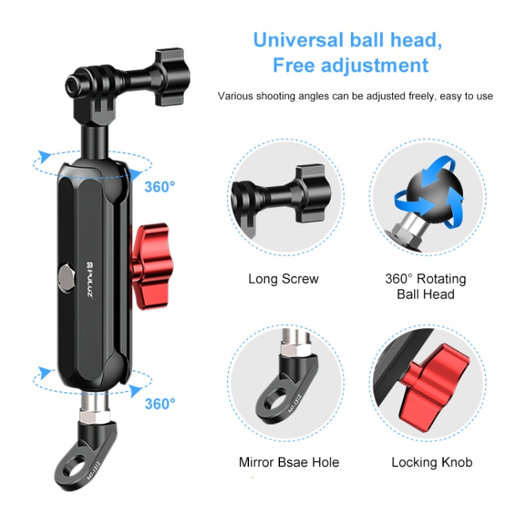 Supporto per asta per braccio magico in metallo CNC obliquo per retrovisore per moto PULUZ