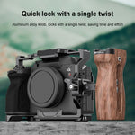 PULUZ Universal Slide Quick Release Side Handle in legno con attacco Cold Shoe per stabilizzatore gabbia fotocamera, Quick Release Side Wooden Handle