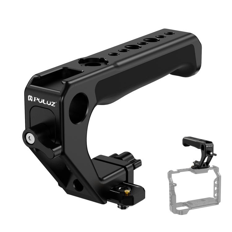 Maniglia superiore a sgancio rapido in metallo a doppio filetto PULUZ con slitta fredda per stabilizzatore della gabbia della fotocamera