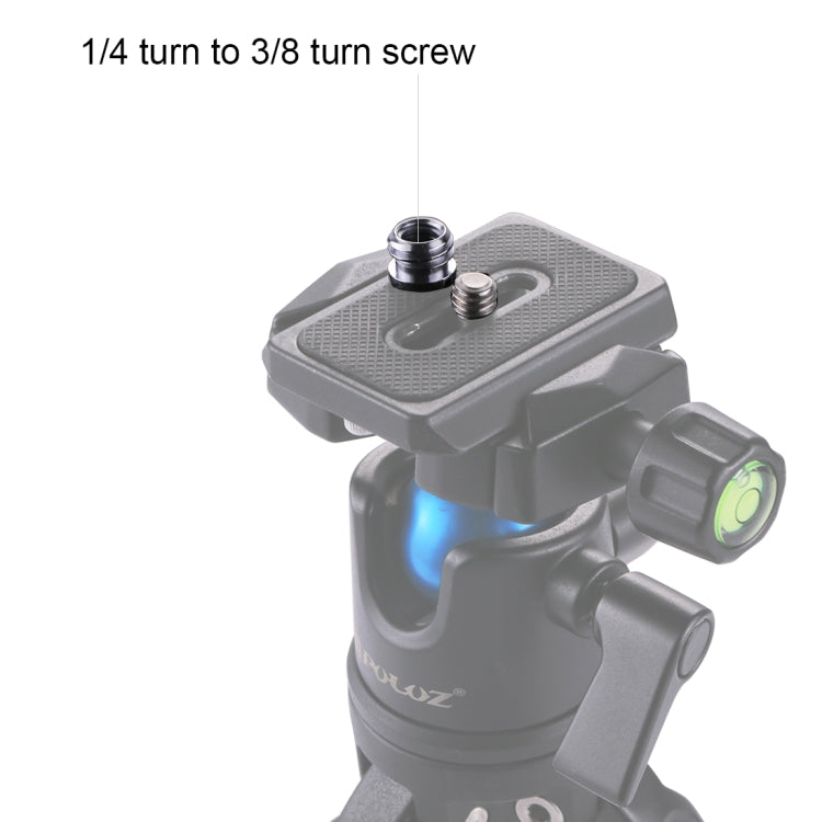 Vite adattatore con filettatura femmina da 1/4" PULUZ a vite adattatore con filettatura maschio da 3/8"., 1/4 Female to 3/8 Male