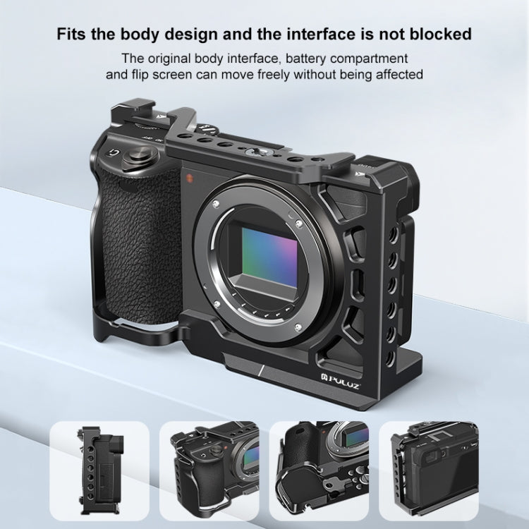 Per Sony A6500 / A6400 / A6300 / A6000 PULUZ Gabbia per fotocamera in metallo Supporto di espansione Stabilizzatore Rig, For Sony A6500 / A6400 / A6300 / A6000