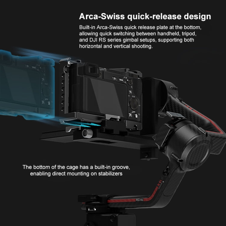 Per Sony A6500 / A6400 / A6300 / A6000 PULUZ Gabbia per fotocamera in metallo Supporto di espansione Stabilizzatore Rig, For Sony A6500 / A6400 / A6300 / A6000