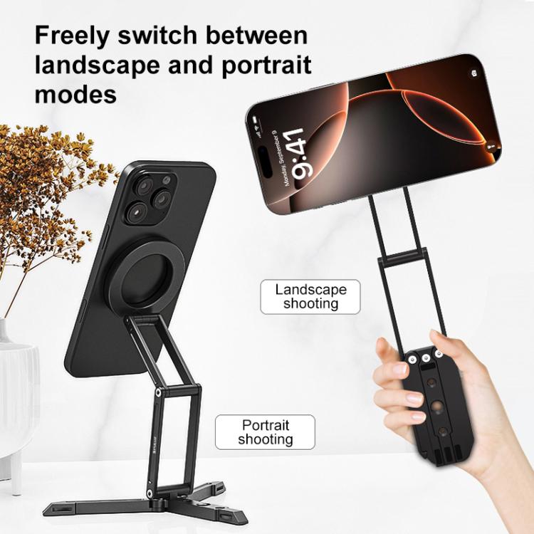 Supporto magnetico pieghevole per telefono MagSafe da scrivania per live streaming., Live Streaming Bracket